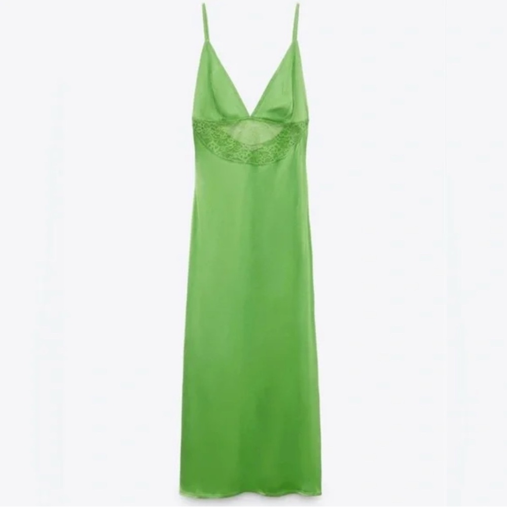 Zara Bright Green Lace Maxi Dress